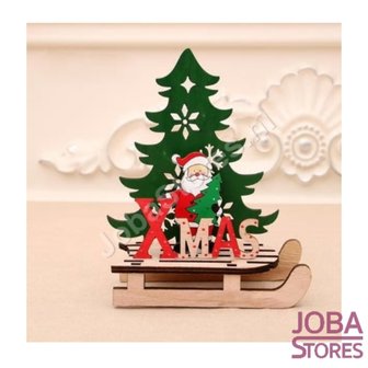 Houten Kerst Slee Xmas Kerstman (S)