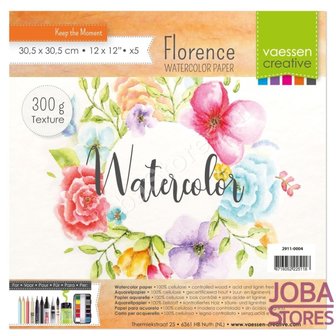 Aquarelpapier &quot;Florence&quot; ivoor texture 300g 30,5x30,5 (5 stuks)