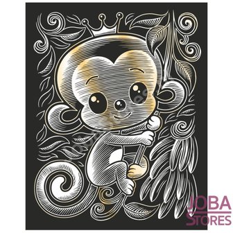 Kras Tekening Junior &quot;Sequin Art&quot; Aapje Goud