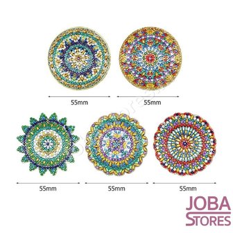 Diamond Painting Sleutelhanger Set Mandala (5 stuks)