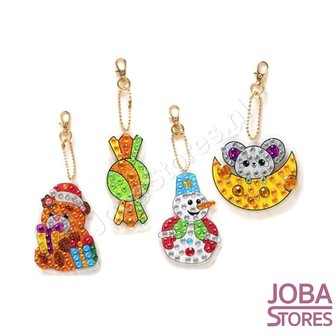 Diamond Painting Sleutelhanger Set Kerst 11 (4 stuks)