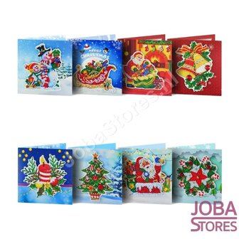 Diamond Painting 3D Kerstkaarten Set 01 (8 kaarten)