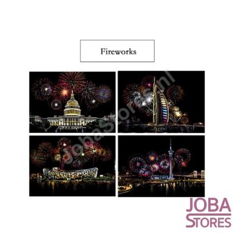 Kratzzeichnungen Set Feuerwerk 29x21cm (4 St&uuml;ck)