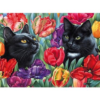Diamond Painting Katzen zwischen Blumen 40x50cm