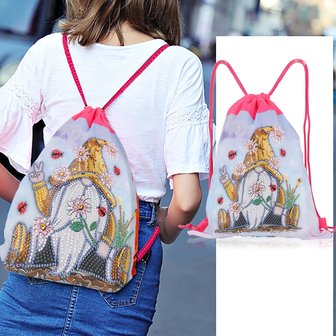 Diamond Painting Rucksack Rosa Gnom