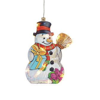 Diamond Painting H&auml;ngende Weihnachtslampe (Schneemann)