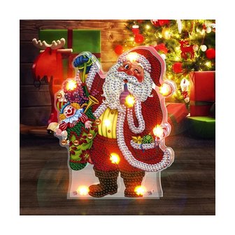 Diamond Painting Staande Kerst Lamp 05 (Kerstman)