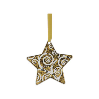 Goebel - Gustav Klimt | Weihnachtsanh&auml;nger Der Baum des Lebens Wei&szlig;gold | Ornament, Porzellan, 11cm, Echtgold