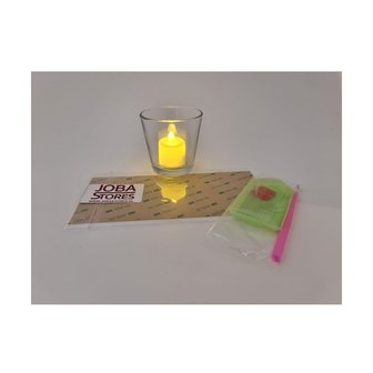 Diamond Painting Teelichthalter mit LED-Kerze (Glas - Rund)