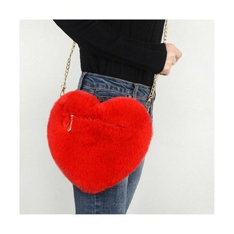 Herzf&ouml;rmige Pl&uuml;schtasche Rot 25cm - Valentinstag - Muttertag TIP