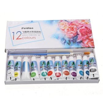 Acrylfarben Set Mini 12 Farben inkl. Pinsel (12 x 5ml)