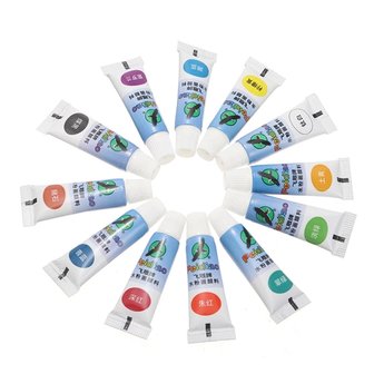 Acrylfarben Set Mini 12 Farben inkl. Pinsel (12 x 5ml)