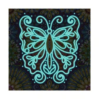 Diamond Painting im Dunkeln leuchtender Schmetterling 25x25cm