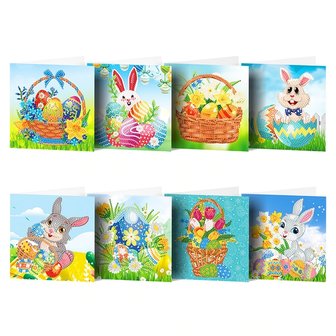 Diamond Painting Gru&szlig;karten Set Ostern 02 (8 St&uuml;ck)