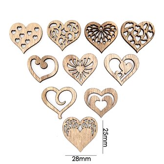 Mini-Herzen-Sortiment aus Holz zum selber bemalen / bemalen (20 St&uuml;ck/33mm)