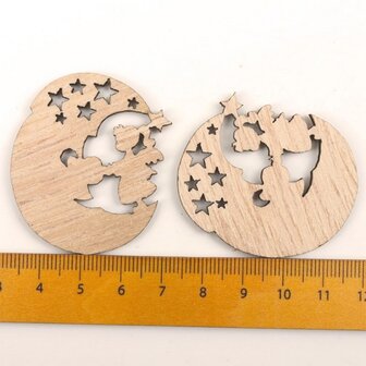 Mini-Weihnachtsanh&auml;nger aus Holz Engel zum selber bemalen / bemalen (10 St&uuml;ck / 44mm)