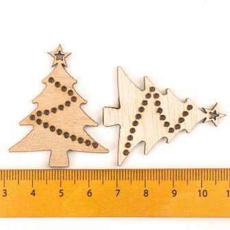 Mini-Weihnachtsanh&auml;nger aus Holz Weihnachtsb&auml;ume zum selber bemalen / bemalen (10 St&uuml;ck / 44mm)