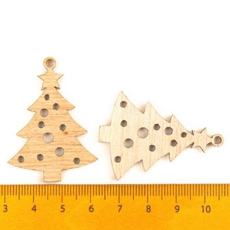 Mini-Weihnachtsanh&auml;nger aus Holz Weihnachtsb&auml;ume zum selber bemalen / bemalen (10 St&uuml;ck / 44mm)