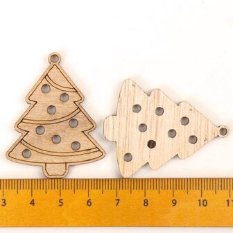 Mini-Weihnachtsanh&auml;nger aus Holz Weihnachtsb&auml;ume zum selber bemalen / bemalen (10 St&uuml;ck / 44mm)