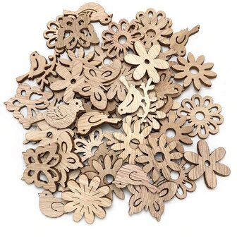 Mini-Blumensortiment aus Holz zum Bemalen / Selbermalen (25 St&uuml;ck / 33mm)