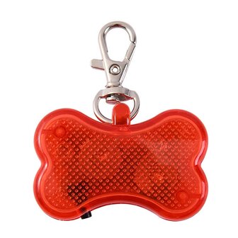 Led beleuchteter Knochen mit Clip f&uuml;r Hundehalsband (Rot)