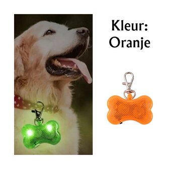 Led beleuchteter Knochen mit Clip f&uuml;r Hundehalsband (Orange)