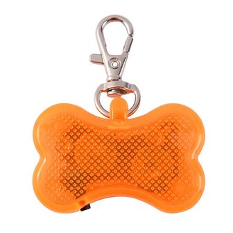 Led beleuchteter Knochen mit Clip f&uuml;r Hundehalsband (Orange)