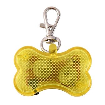 Led beleuchteter Knochen mit Clip f&uuml;r Hundehalsband (Gelb)