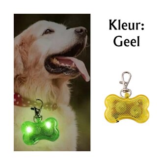 Led beleuchteter Knochen mit Clip f&uuml;r Hundehalsband (Gelb)