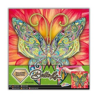 Grafix Diamond Painting auf Leinwand Schmetterling 30x30cm