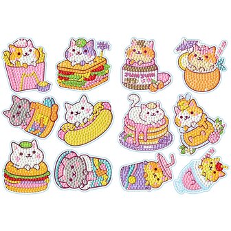 Diamond Painting Sticker Set Katzen (12 St&uuml;ck)