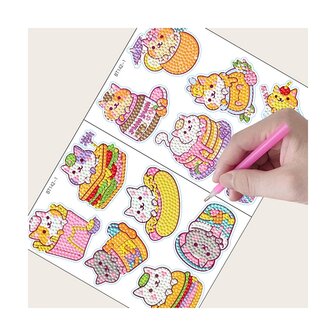 Diamond Painting Sticker Set Katzen (12 St&uuml;ck)