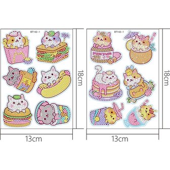 Diamond Painting Sticker Set Katzen (12 St&uuml;ck)