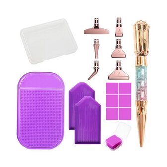 Diamond Painting Toolkit Rose Gold 02 mit Klebematte und Aufs&auml;tzen