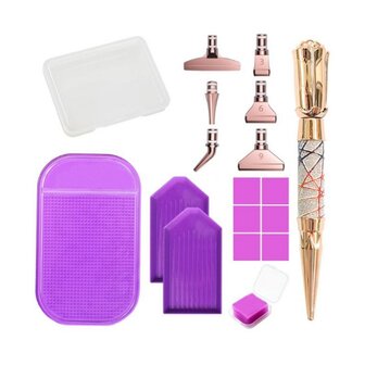 Diamond Painting Toolkit Rose Gold 03 mit Klebematte und Aufs&auml;tzen