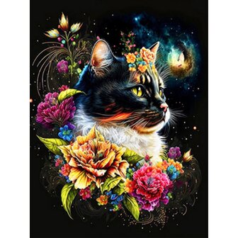 Diamond Painting Katten met bloemen 03