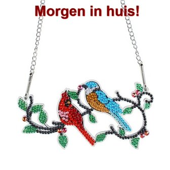 Diamond Painting Hangend Ornament 2 vogeltjes op tak