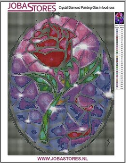 Kristall-Diamond Painting, Buntglas-Rose, 30 x 40 cm