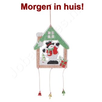 Diamond Painting Hangend Ornament Kerst 02 15cm (Sneeuwpop)