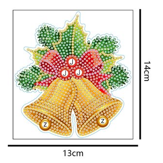 Diamond Painting Weihnachtssticker gro&szlig; Weihnachtsglocken 01 (14cm)