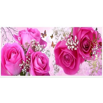 Diamond Painting Bloemen - Roze Rozen