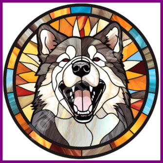 Diamond Painting Glas in lood Hond - Alaska Malamute