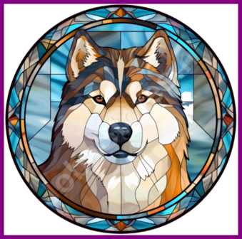 Diamond Painting Glas in lood Hond - Alaska Malamute