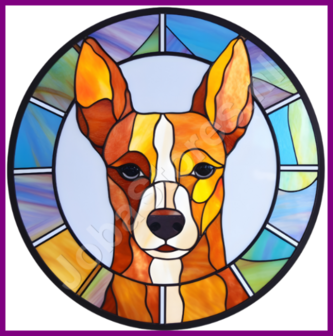 Diamond Painting Glas in lood Hond - Basenji