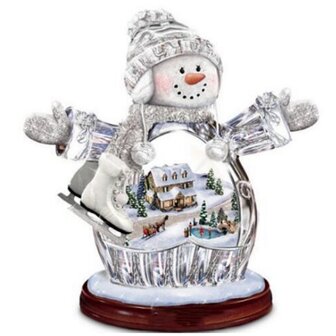 Diamond Painting Kerst - Snowglobe Sneeuwpop met schaatsen