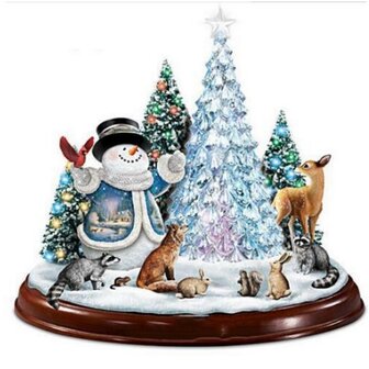 Diamond Painting Kerst - Snowglobe Sneeuwpop met kerstboom