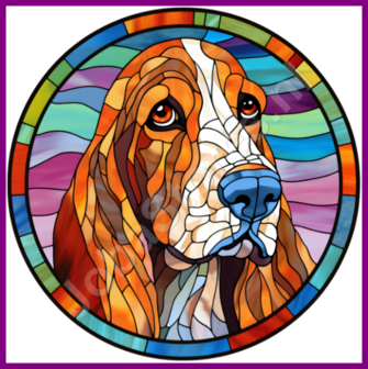 Diamond Painting Glas in lood Hond - Basset Hound