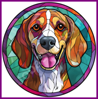 Diamond Painting Glas in lood Hond - Beagle