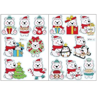 Diamond Painting Sticker set Kerst beren (15 stuks)