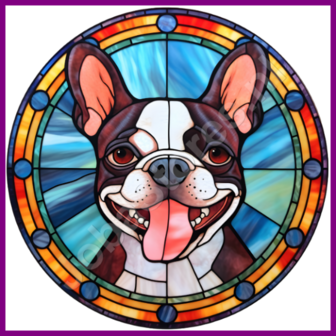 Diamond Painting Glas in lood Hond - Boston Terrier